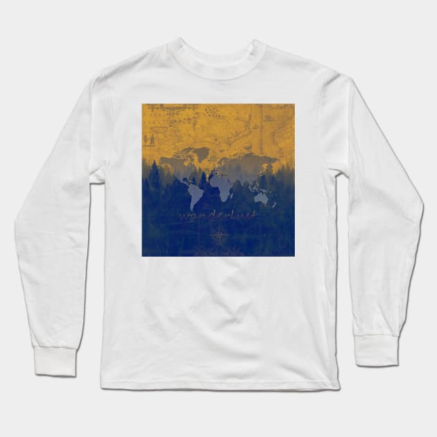 world map forest Long Sleeve T-Shirt by BekimART